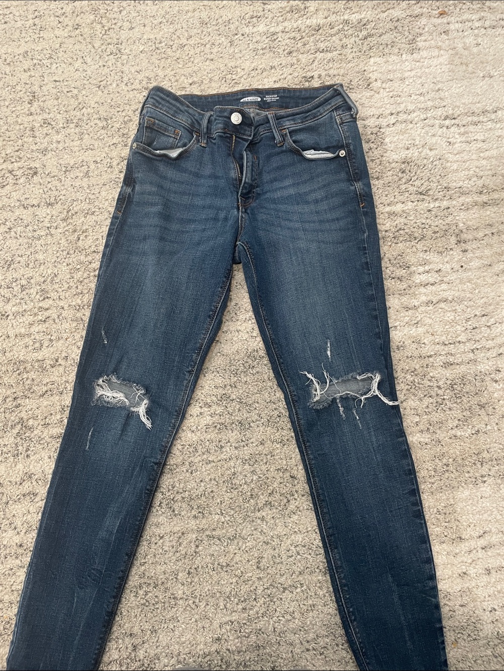 Old Navy Dark Blue Distressed Skinny Jeans